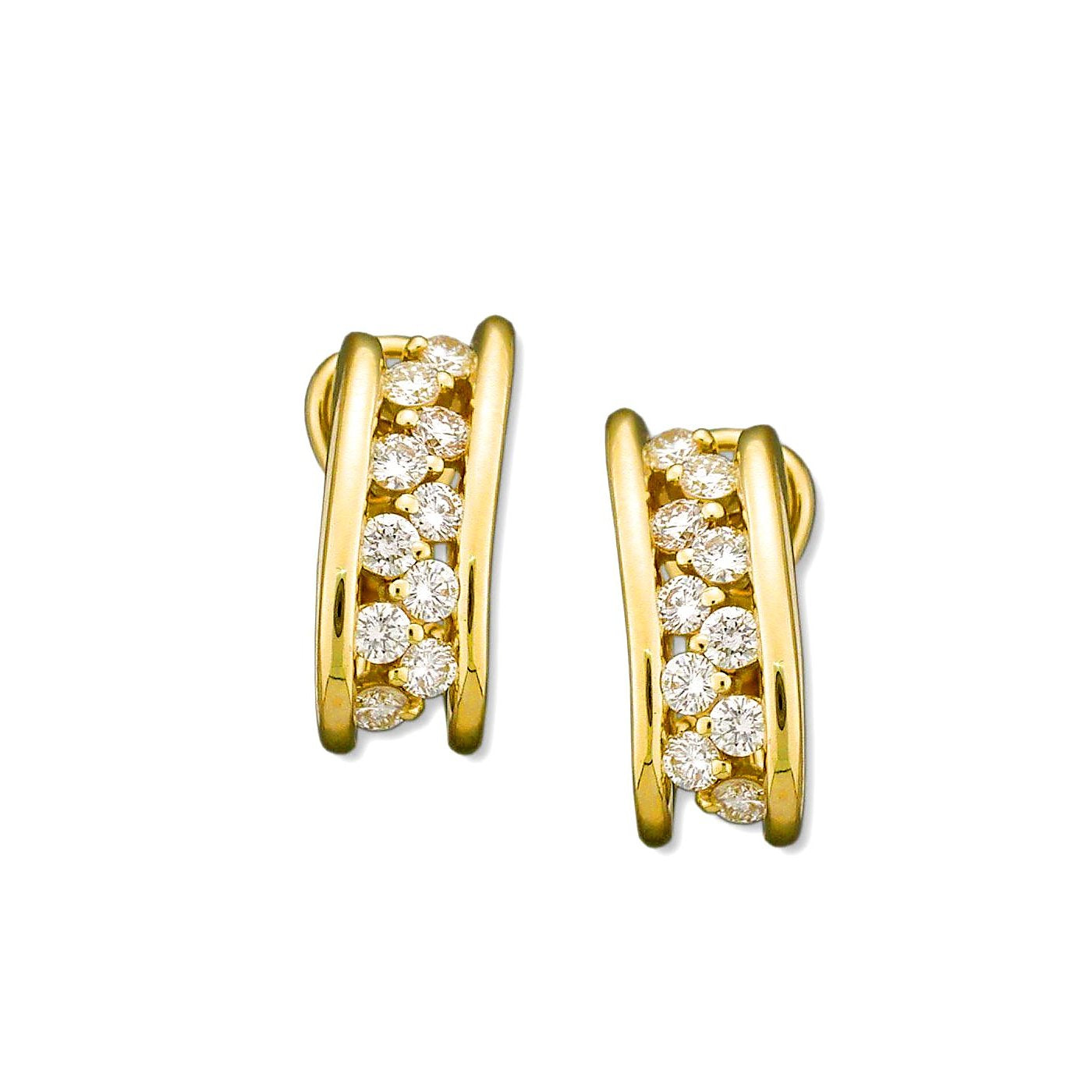 Hoops Diamond Earrings 18Karat 20 Diamonds 1.20 TW