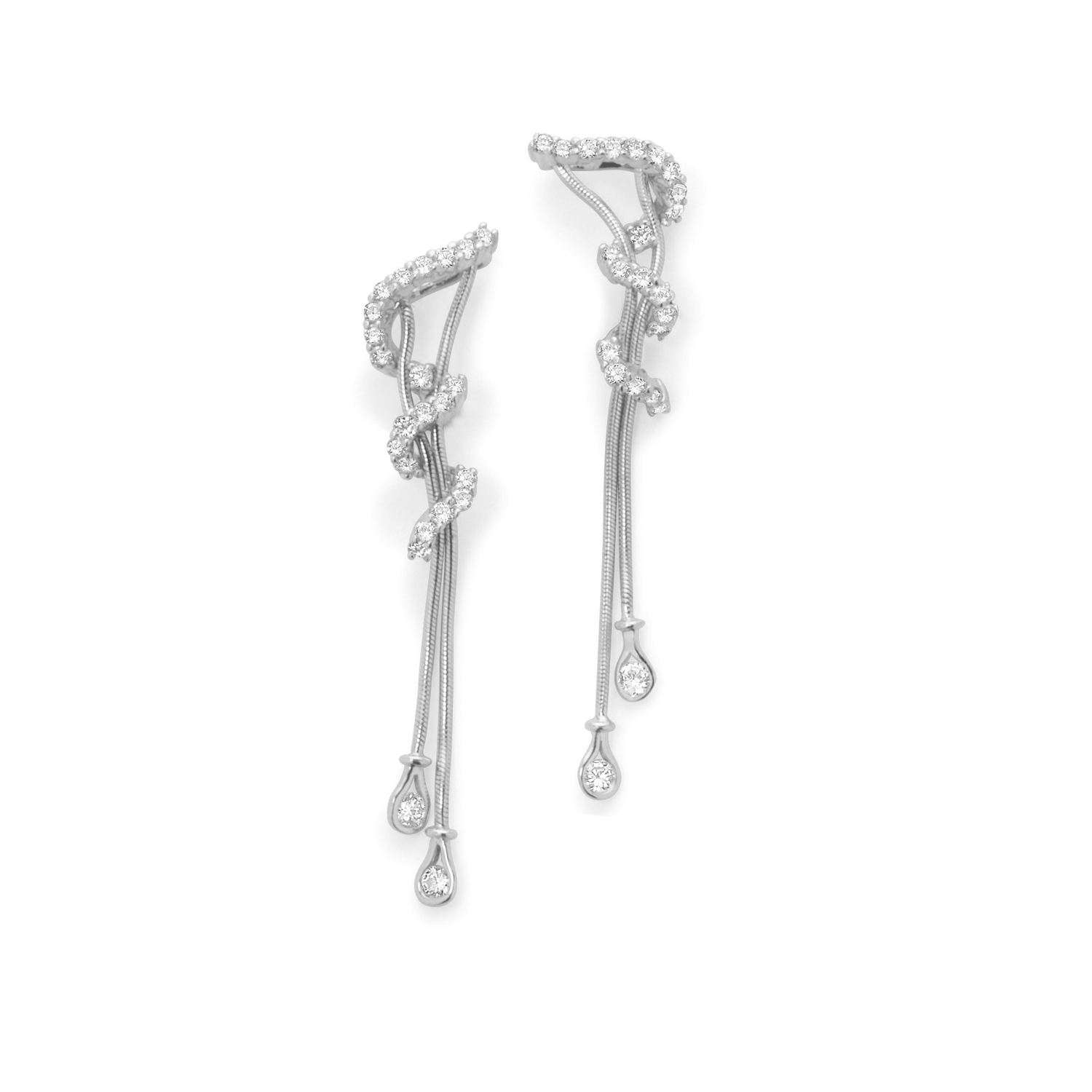 Squiggle Diamond Earrings 18Karat 46 Diamonds 0.81cts TW