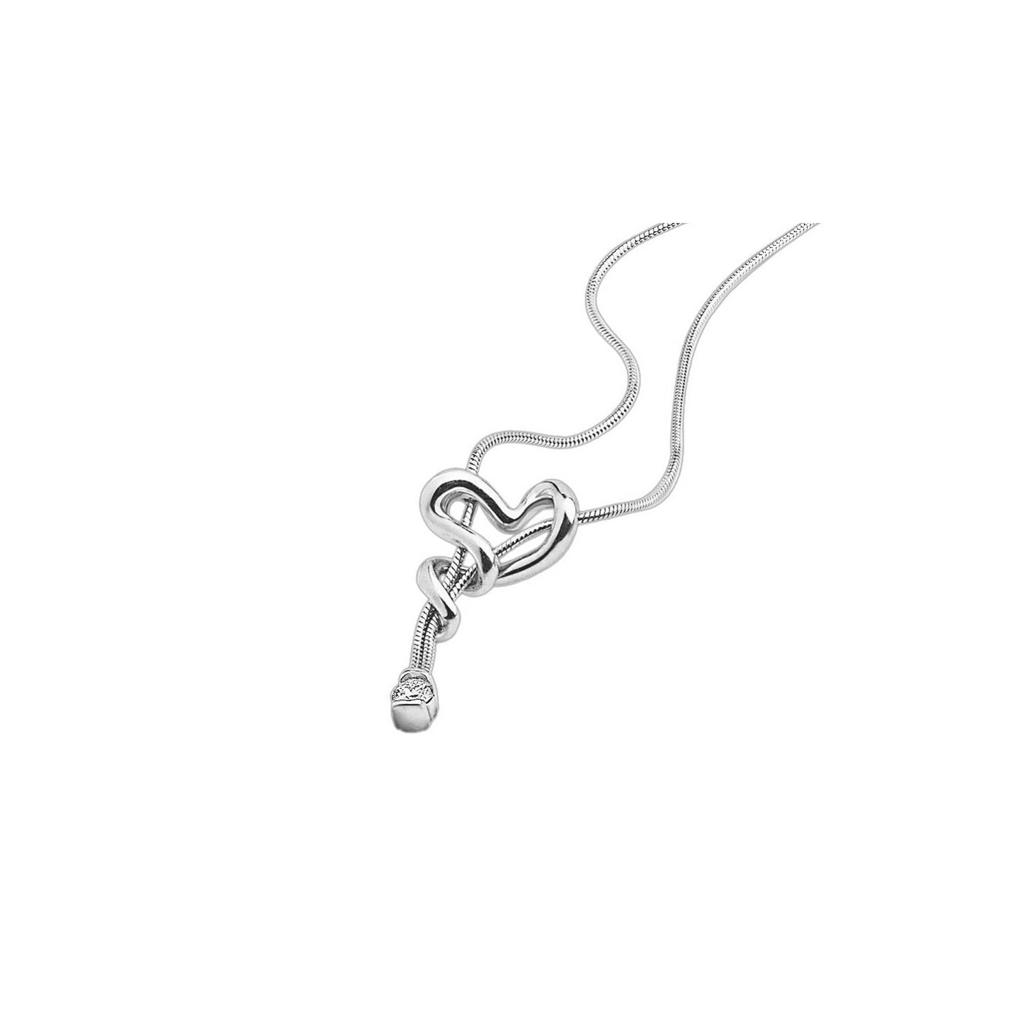 Squiggle Diamond Necklace 18Karat 1 Diamond 0.15cts TW